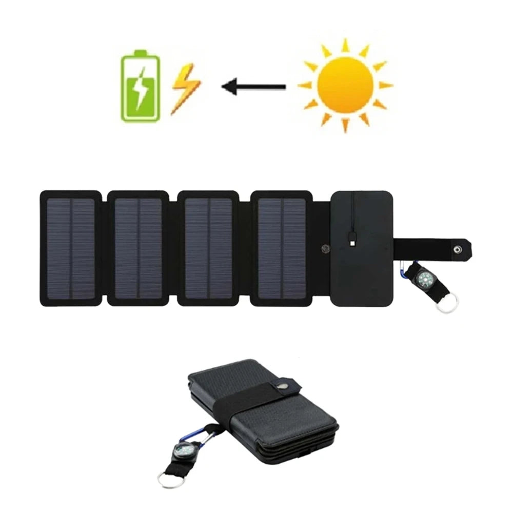 Foldable Solar Panel Charger – Portable USB Power Bank for Camping, Hiking & Travel