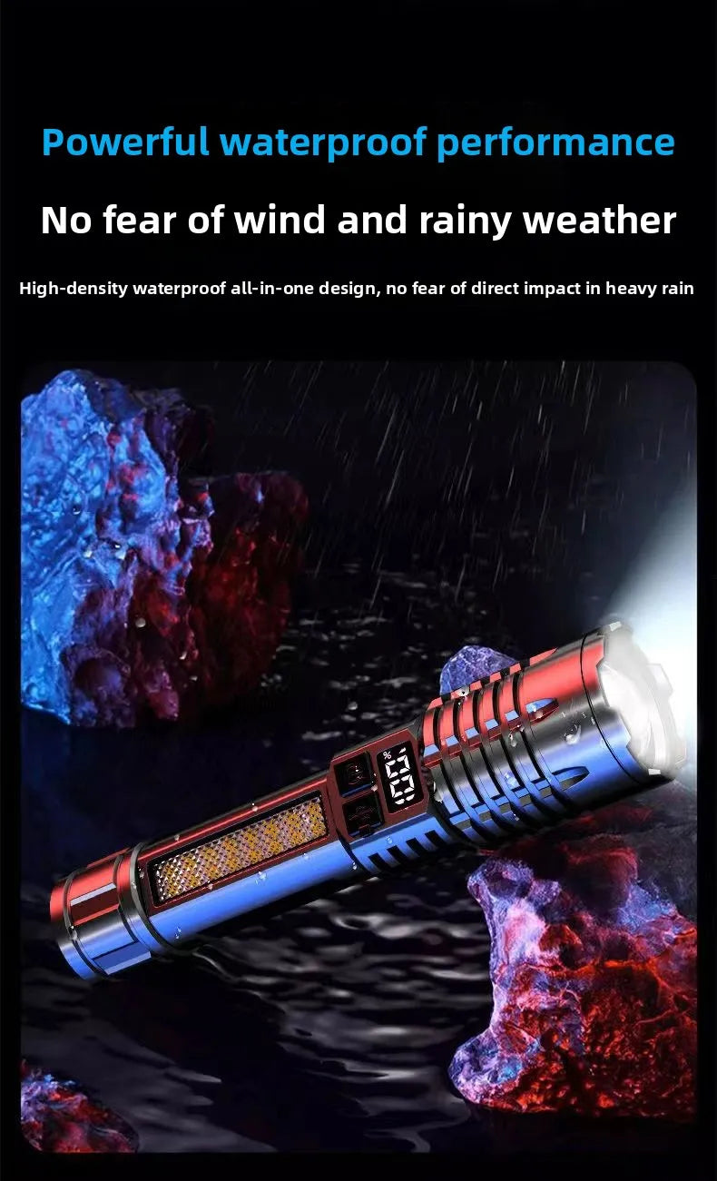 LED Tactical Flashlight – Rechargeable, Waterproof, Smart Display
