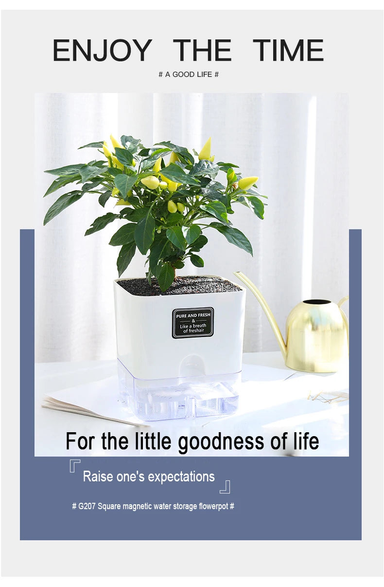 Lazy Self-Watering Plant Pot – Modern Double-Layer Design with Smart Cotton Wick | Indoor & Outdoor