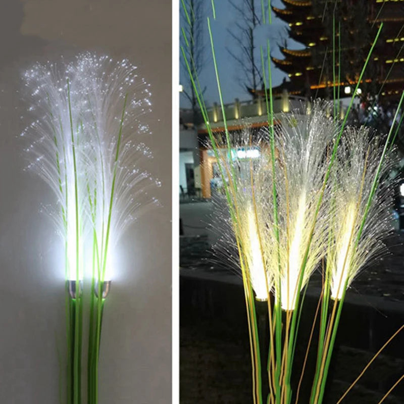 Solar “Bull-Rush” Fiber-Optic Garden Lights – Waterproof Lawn Lamps with Realistic Flower Glow