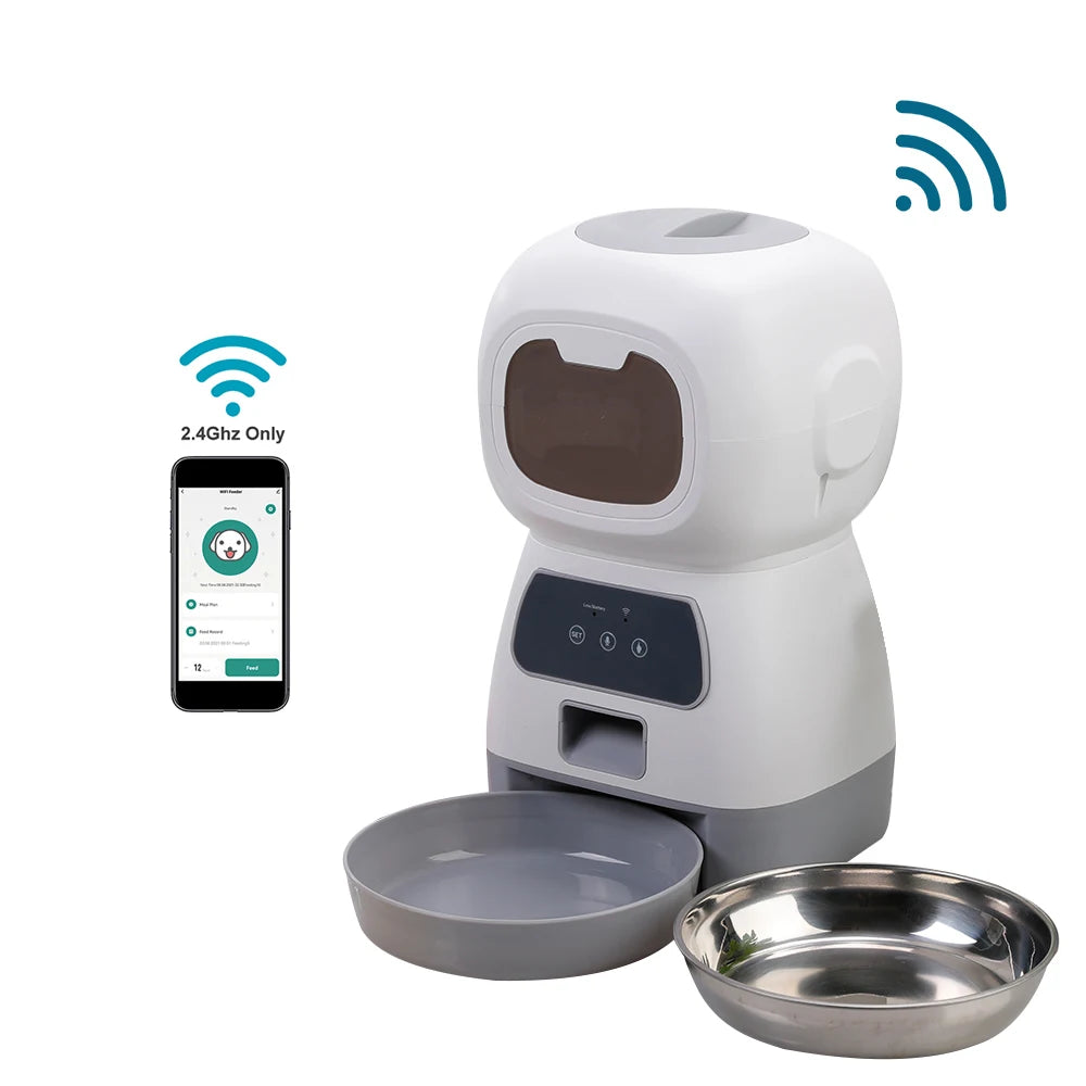 Smart Wi-Fi Automatic Pet Feeder 3.5L – Voice-Controlled Cat & Dog Food Dispenser with Timer & Slow-Feed System