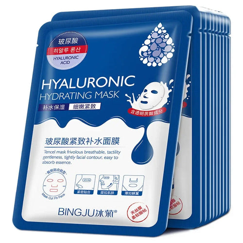 10x Hyaluronic Acid Face Masks – Intense Hydration & Pore Refining Sheet Mask Set
