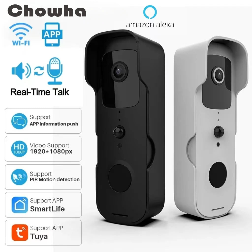 Smart 1080p Wi-Fi Video Doorbell – Two-Way Audio, Alexa Compatible, Wireless IP Home Intercom