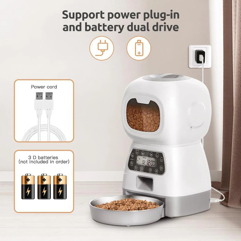 Smart Wi-Fi Automatic Pet Feeder 3.5L – Voice-Controlled Cat & Dog Food Dispenser with Timer & Slow-Feed System