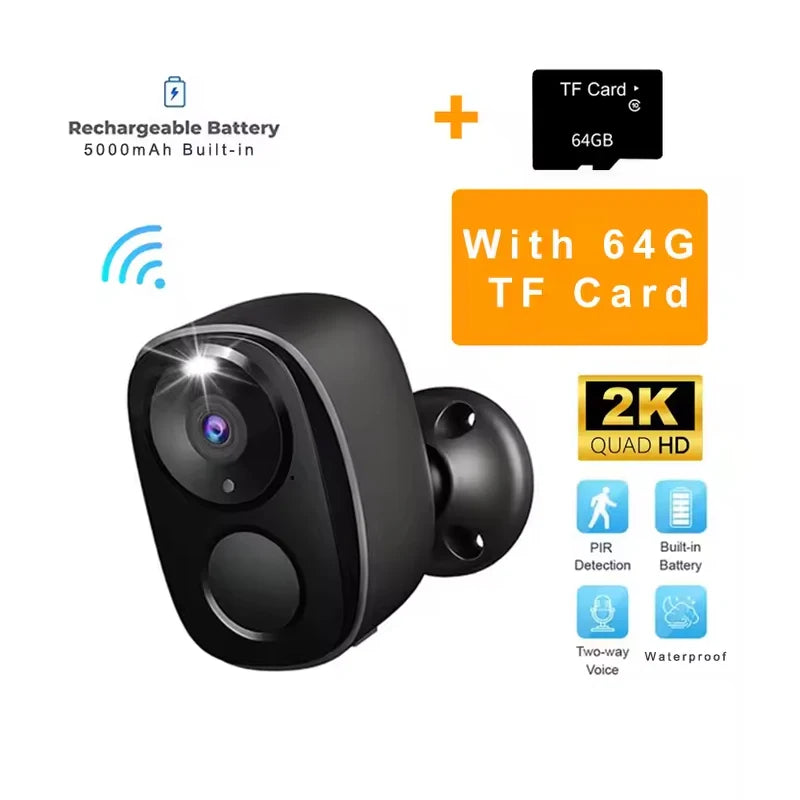 GuardianVision™ 2K Wireless Outdoor Security Camera – AI Motion Detection, Siren & Night Vision, IP66 Waterproof