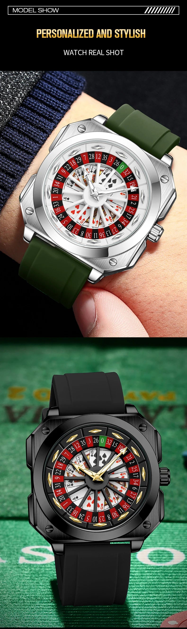 2025 VAVAVOOM Roulette Watch – Sporty & Fashion Silicone Strap with Night Light | Original Square Gift Edition