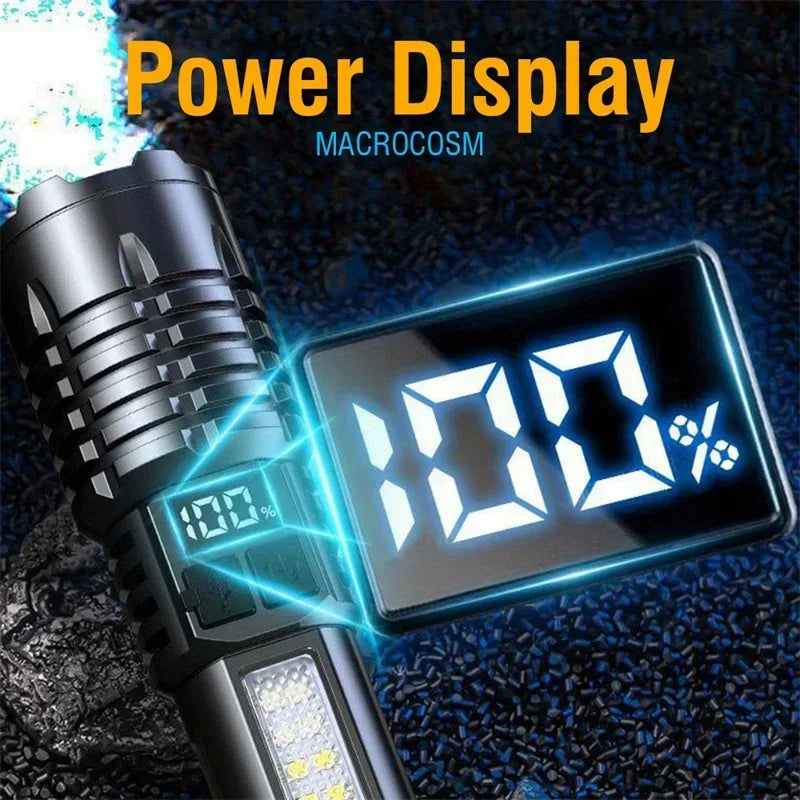 LED Tactical Flashlight – Rechargeable, Waterproof, Smart Display