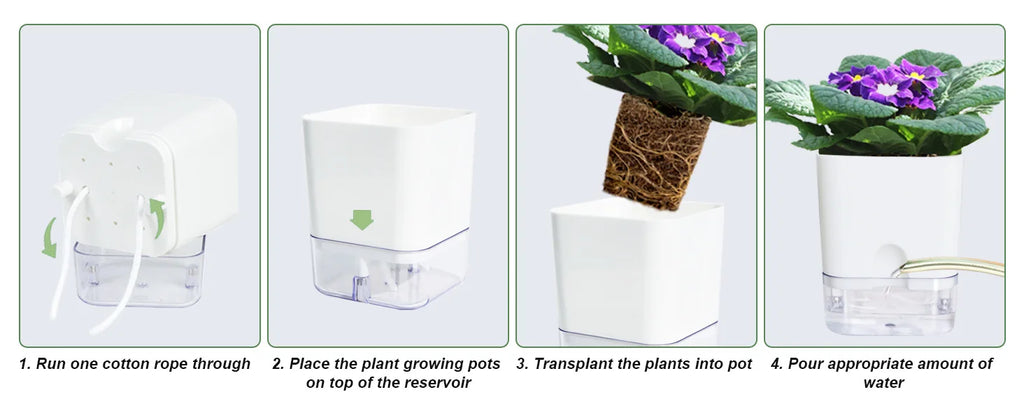 Lazy Self-Watering Plant Pot – Modern Double-Layer Design with Smart Cotton Wick | Indoor & Outdoor