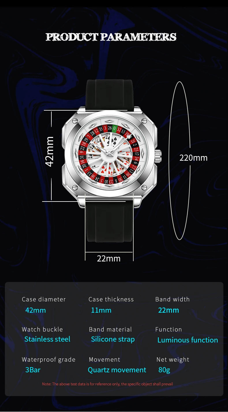 2025 VAVAVOOM Roulette Watch – Sporty & Fashion Silicone Strap with Night Light | Original Square Gift Edition