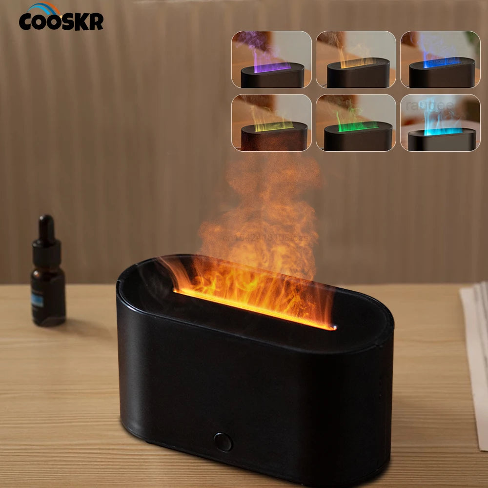 Aroma Diffuser with Flame Effect – USB Humidifier & Essential Oil Diffuser with Night Light
