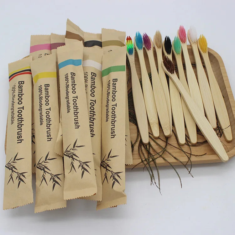 100-Pack Eco Bamboo Toothbrushes – Soft Bristles, Biodegradable & Reusable | Zero Waste Vegan Oral Care