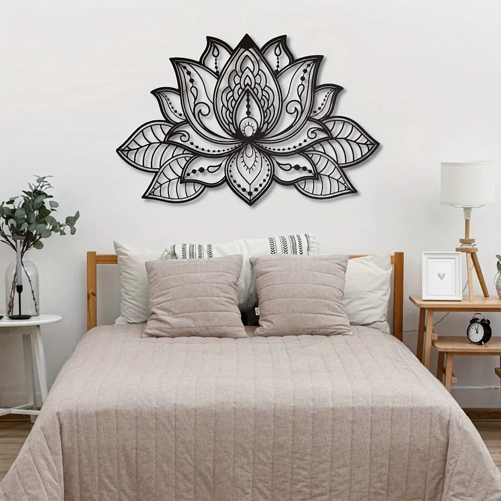 Lotus Mandala Metal Wall Art – Spiritual & Elegant Boho Decor for Home or Meditation Spaces，