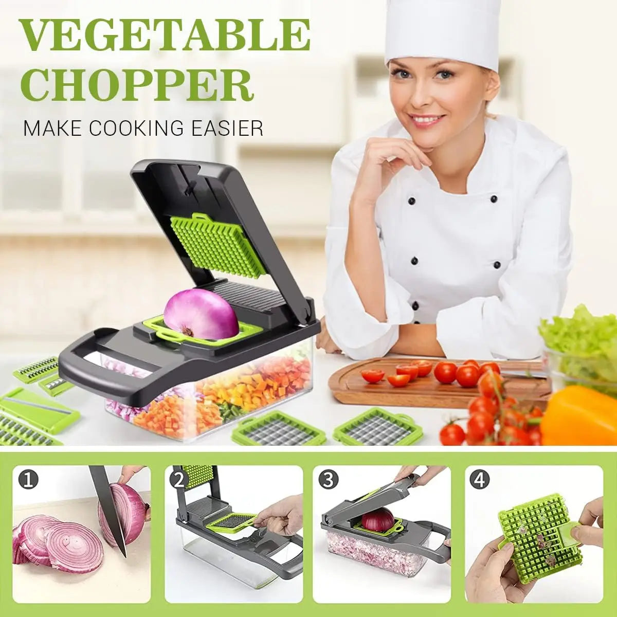 🍅 Slice, dice, grate & chop like a pro – all in one tool!