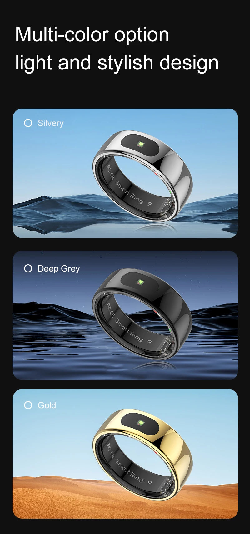 R08 Smart Ring – Touch Control, Health Monitor & Waterproof IP68, Skin Temp Tracker
