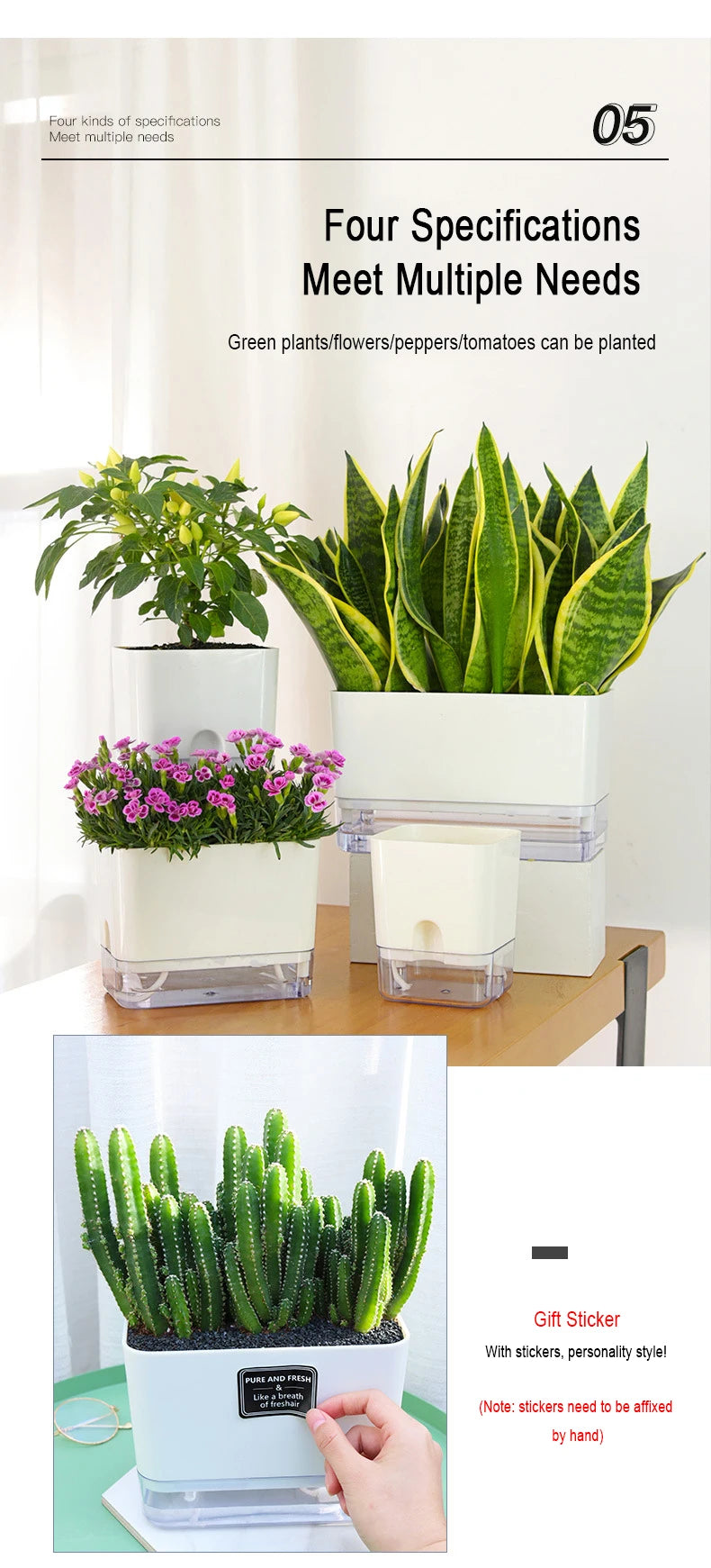 Lazy Self-Watering Plant Pot – Modern Double-Layer Design with Smart Cotton Wick | Indoor & Outdoor