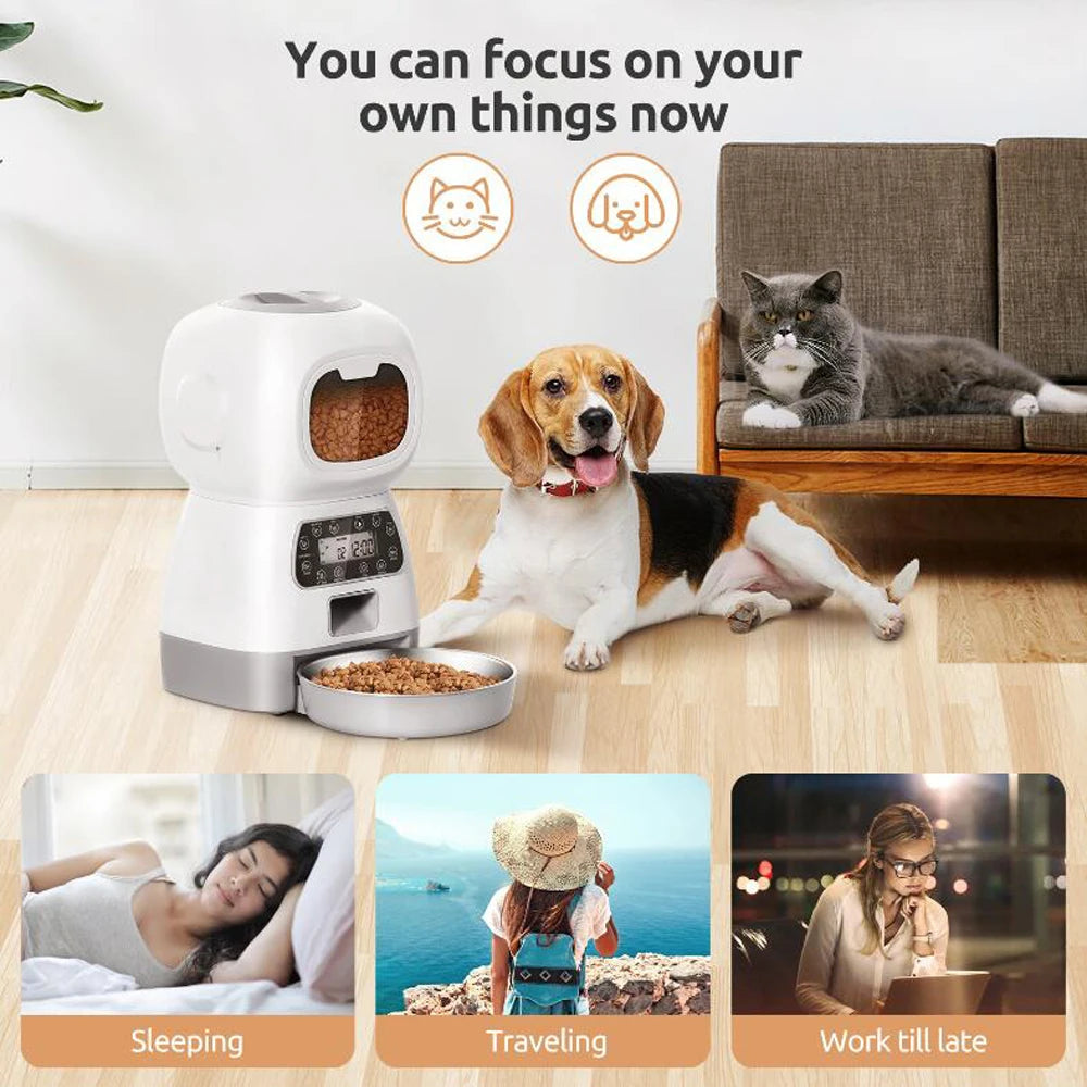 Smart Wi-Fi Automatic Pet Feeder 3.5L – Voice-Controlled Cat & Dog Food Dispenser with Timer & Slow-Feed System