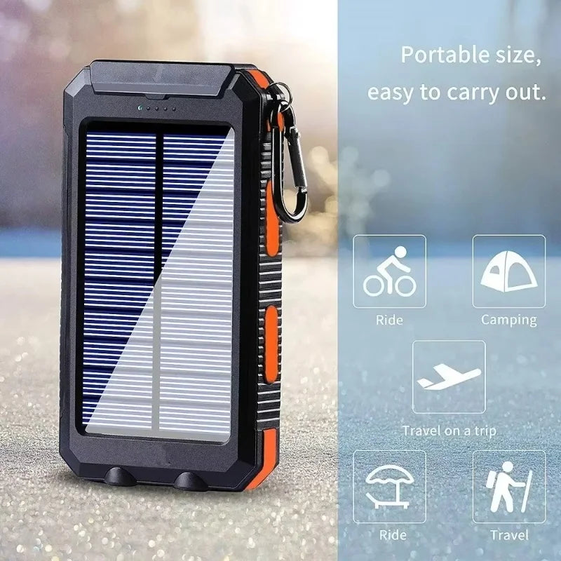 Ultra High-Capacity 200,000mAh Solar Power Bank – Dual USB, Waterproof, Built for the Wild
