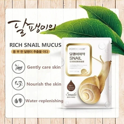 10x Snail Essence Korean Face Masks – Moisturizing, Oil Control & Skin Repair Sheet Mask Set