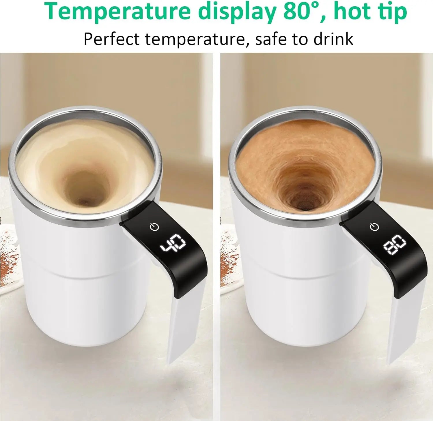Smart Self-Mixing Magnetic Mug – USB Rechargeable Thermal Coffee Cup with LED Display