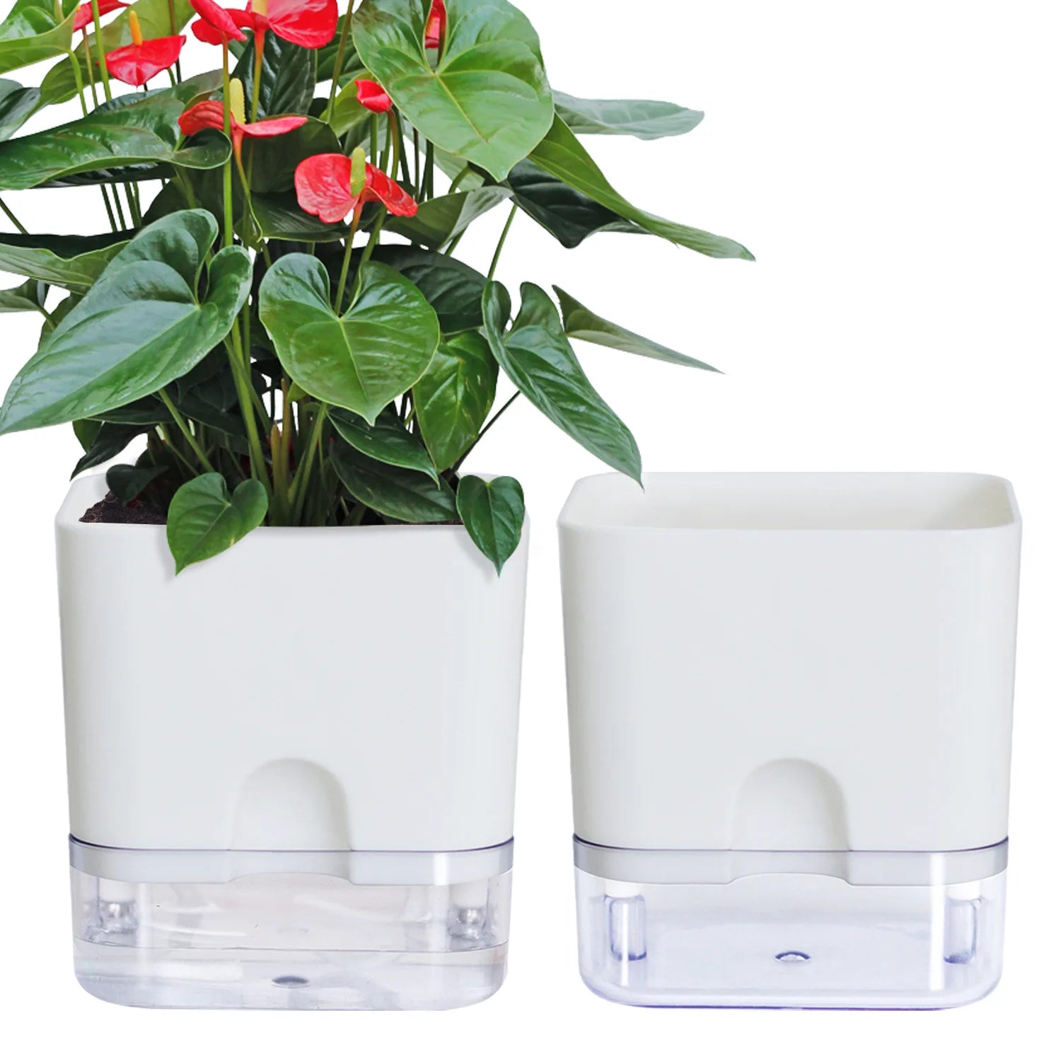 Lazy Self-Watering Plant Pot – Modern Double-Layer Design with Smart Cotton Wick | Indoor & Outdoor