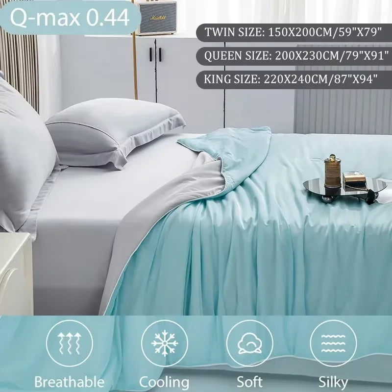 Cooling Blanket – Silky Lightweight Summer Comforter with Double-Sided Cooling Fabric