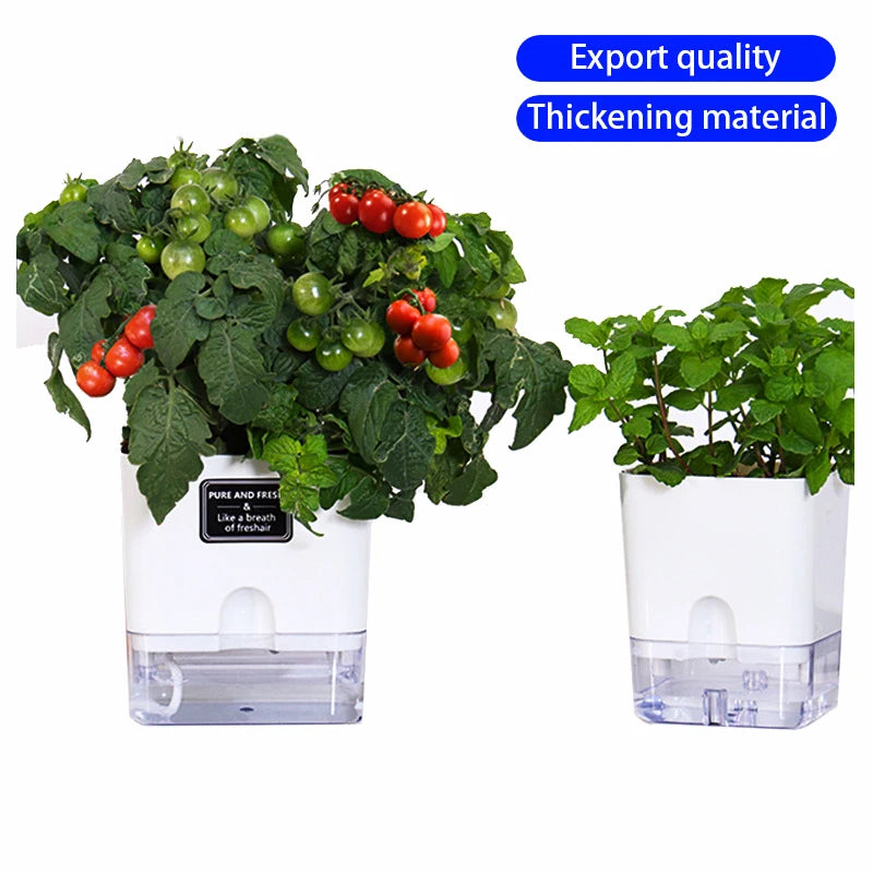 Lazy Self-Watering Plant Pot – Modern Double-Layer Design with Smart Cotton Wick | Indoor & Outdoor