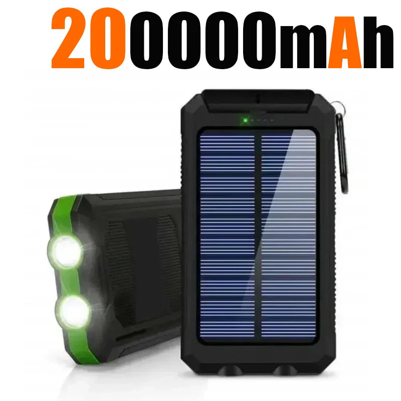 Ultra High-Capacity 200,000mAh Solar Power Bank – Dual USB, Waterproof, Built for the Wild