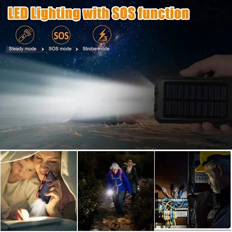 Ultra High-Capacity 200,000mAh Solar Power Bank – Dual USB, Waterproof, Built for the Wild