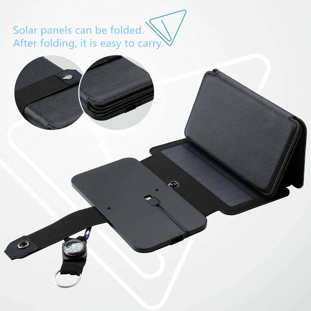 Foldable Solar Panel Charger – Portable USB Power Bank for Camping, Hiking & Travel