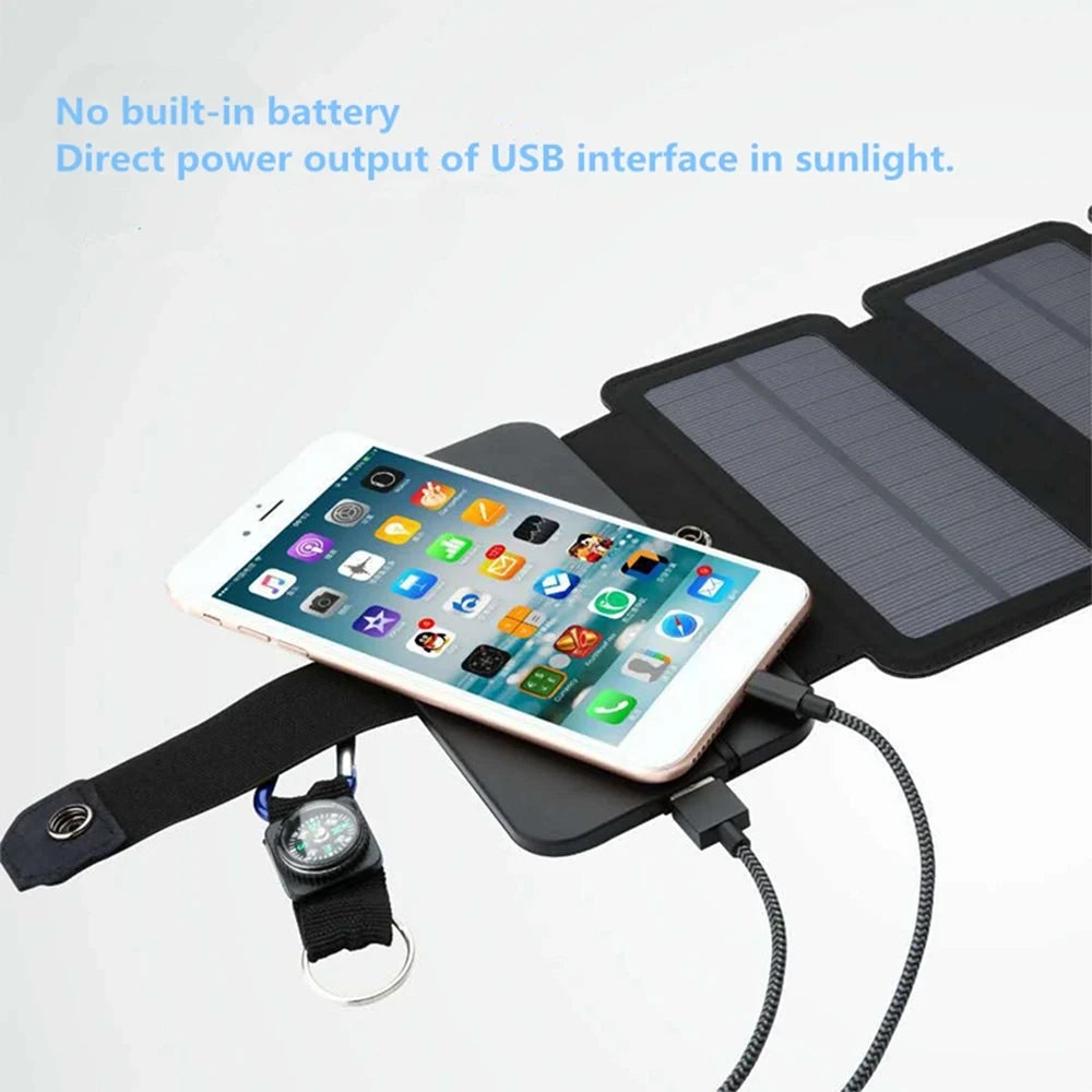 Foldable Solar Panel Charger – Portable USB Power Bank for Camping, Hiking & Travel
