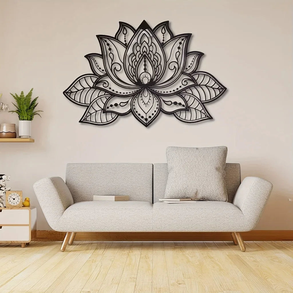 Lotus Mandala Metal Wall Art – Spiritual & Elegant Boho Decor for Home or Meditation Spaces，