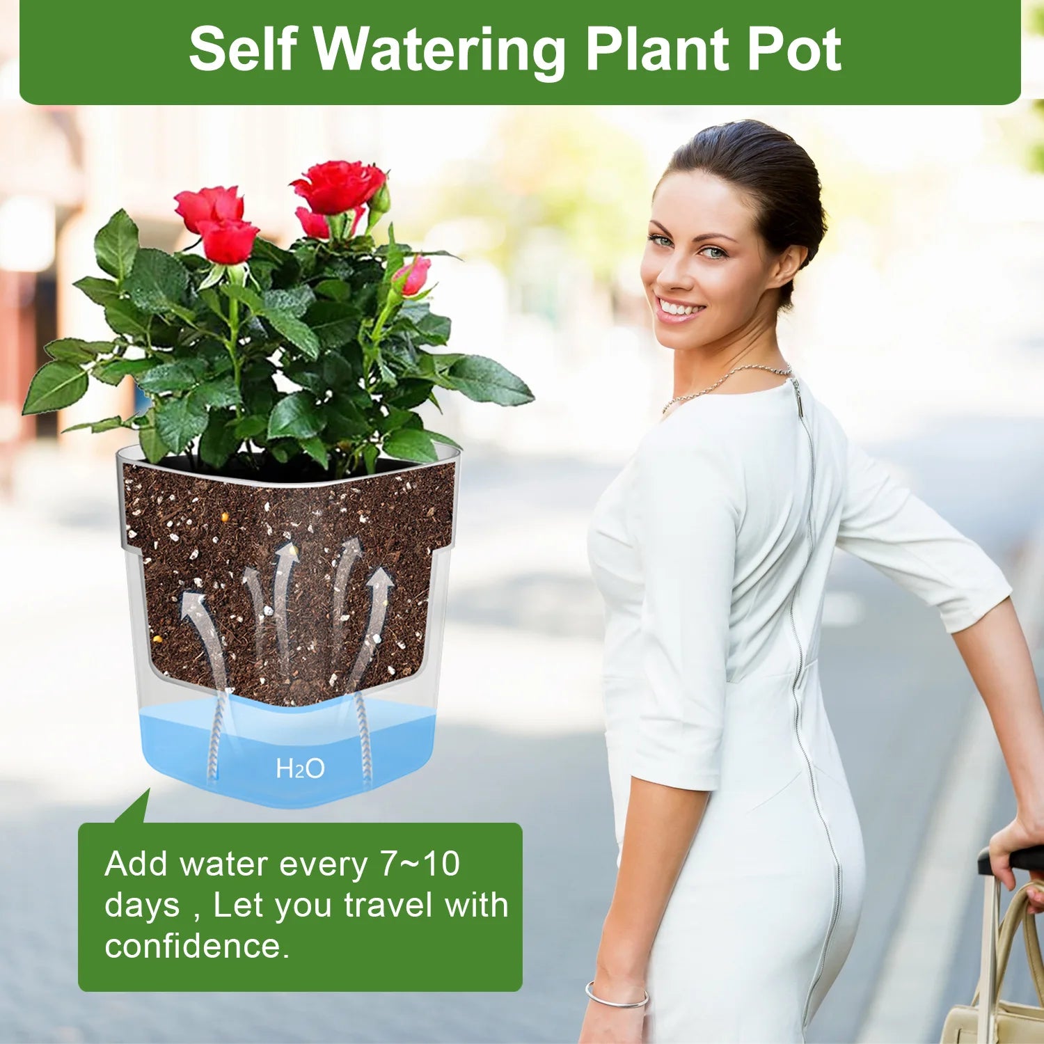 Lazy Self-Watering Plant Pot – Modern Double-Layer Design with Smart Cotton Wick | Indoor & Outdoor