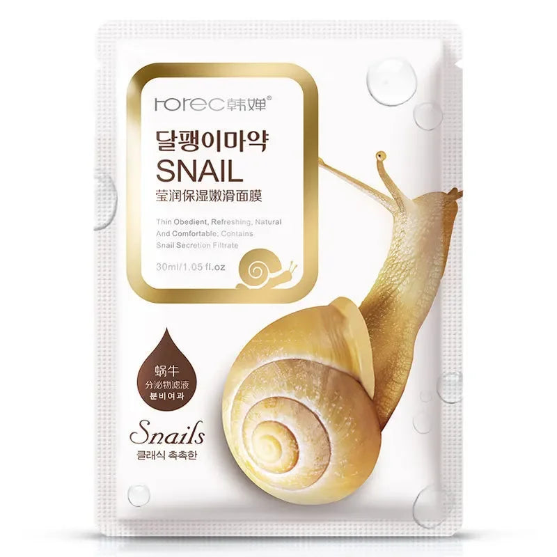 10x Snail Essence Korean Face Masks – Moisturizing, Oil Control & Skin Repair Sheet Mask Set