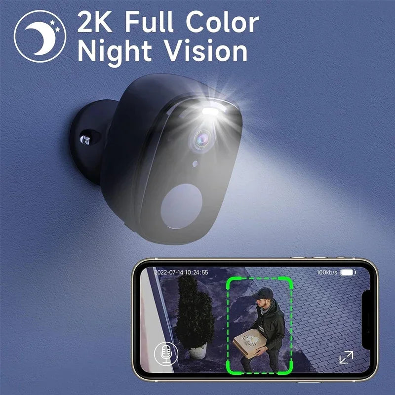 GuardianVision™ 2K Wireless Outdoor Security Camera – AI Motion Detection, Siren & Night Vision, IP66 Waterproof